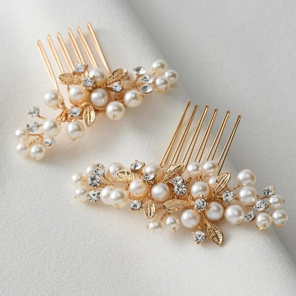 Wedding Hair Comb Pearl Rhinestone Bridal Accessories for Brides and Bridesmaids main image 5